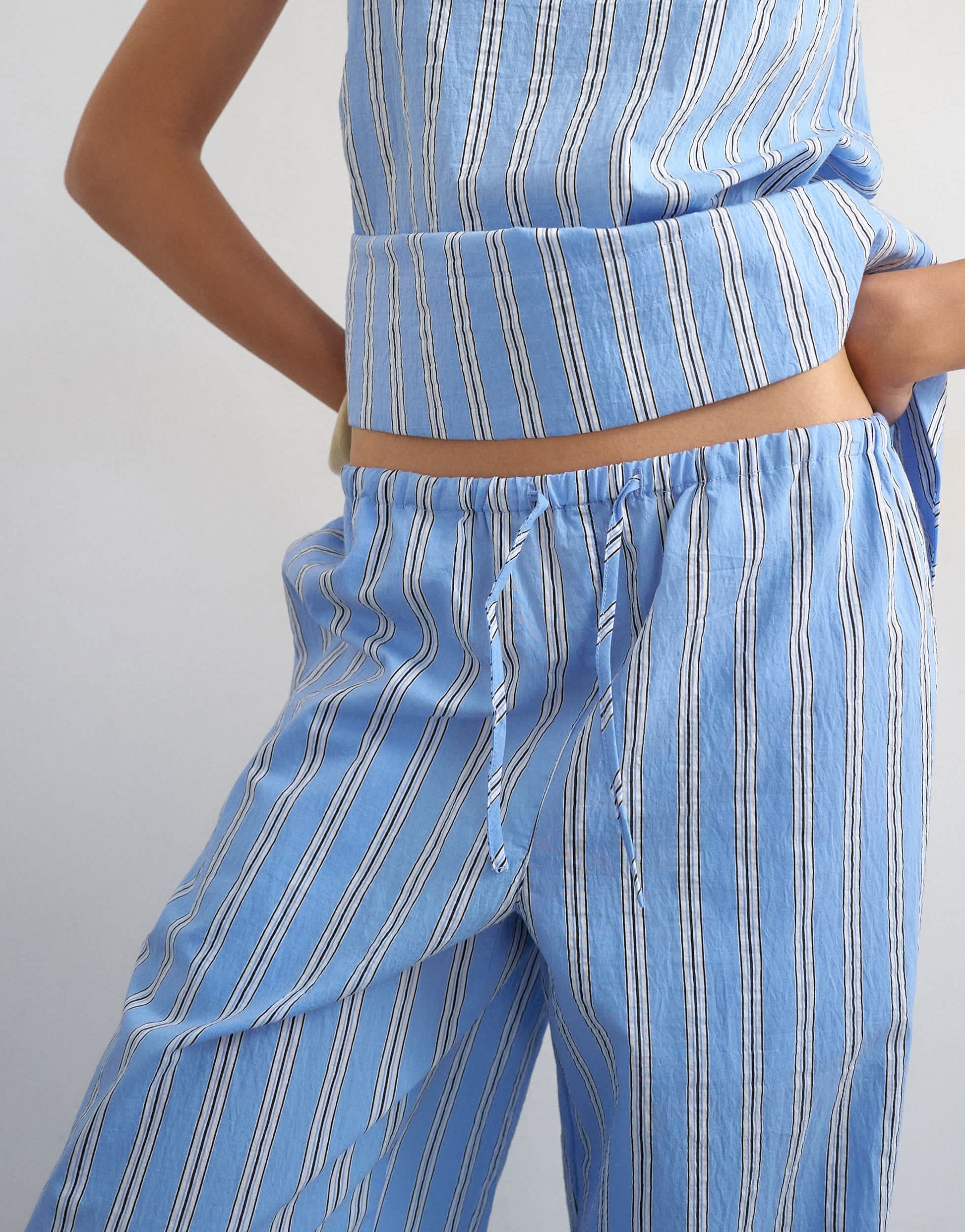 Topshop co ord straight leg trouser in blue stripe