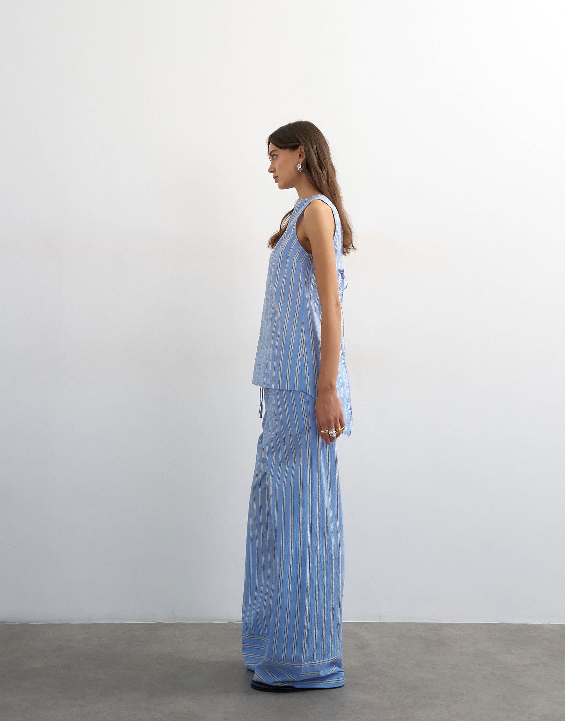 Topshop co ord straight leg trouser in blue stripe