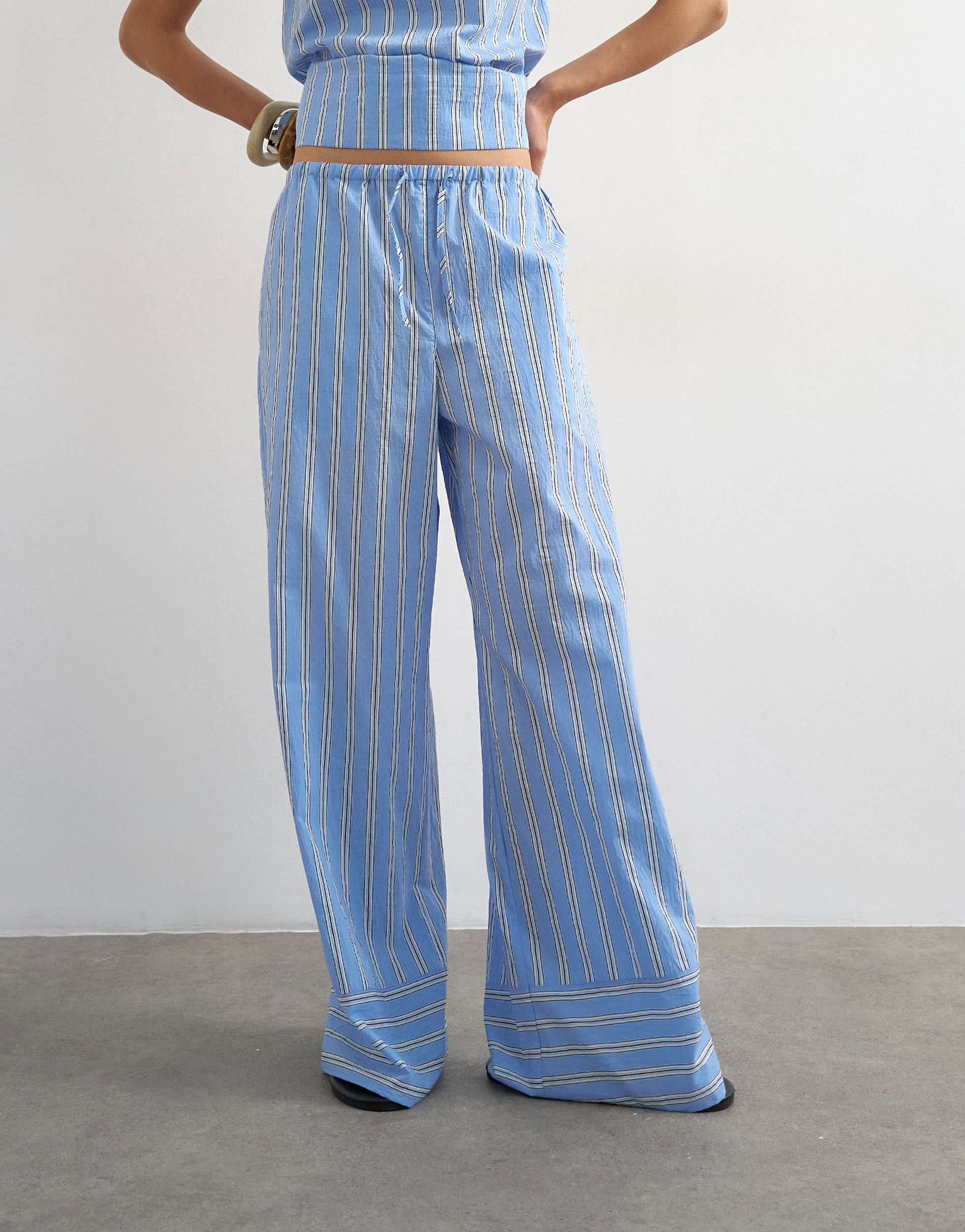 Topshop co ord straight leg trouser in blue stripe