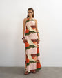 Topshop halter neck low back maxi dress in abstract print
