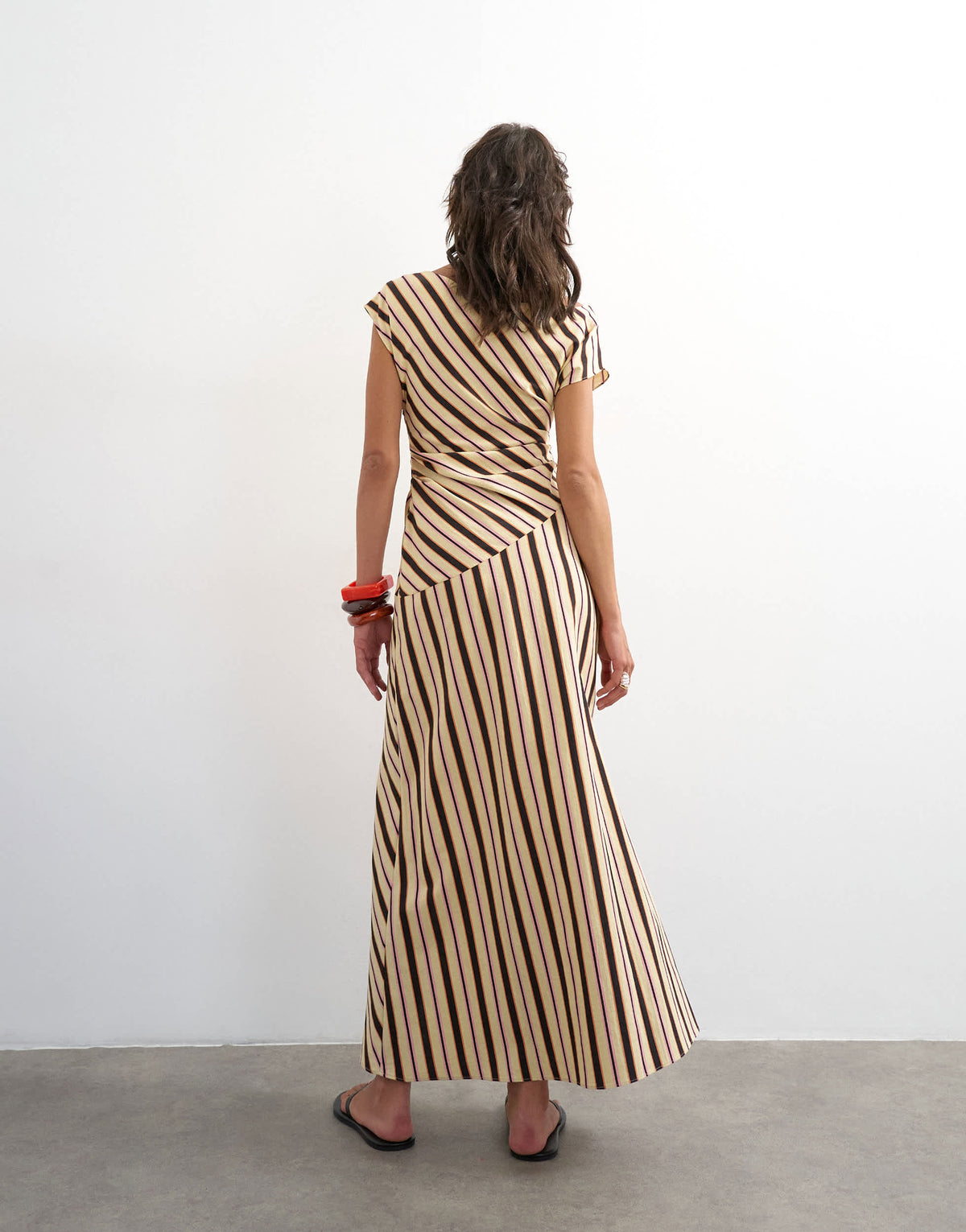 Topshop linen rich fallen shoulder maxi dress in natural stripe
