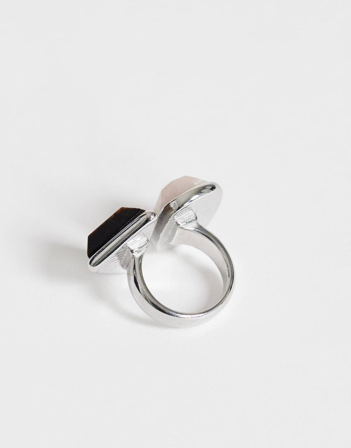 Topshop Rico ring stainless steel with semi precious stone in pink and chocolate