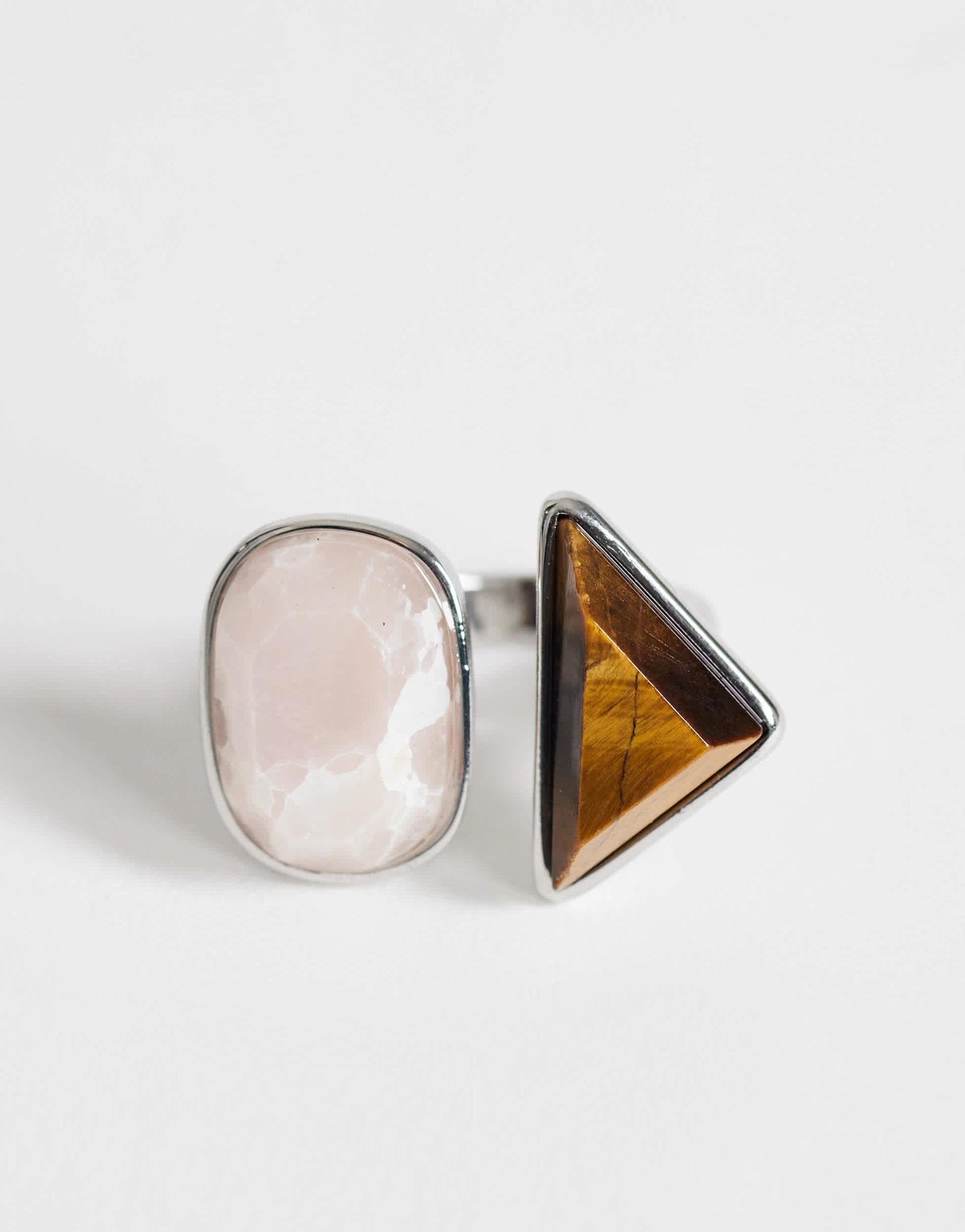 Topshop Rico ring stainless steel with semi precious stone in pink and chocolate
