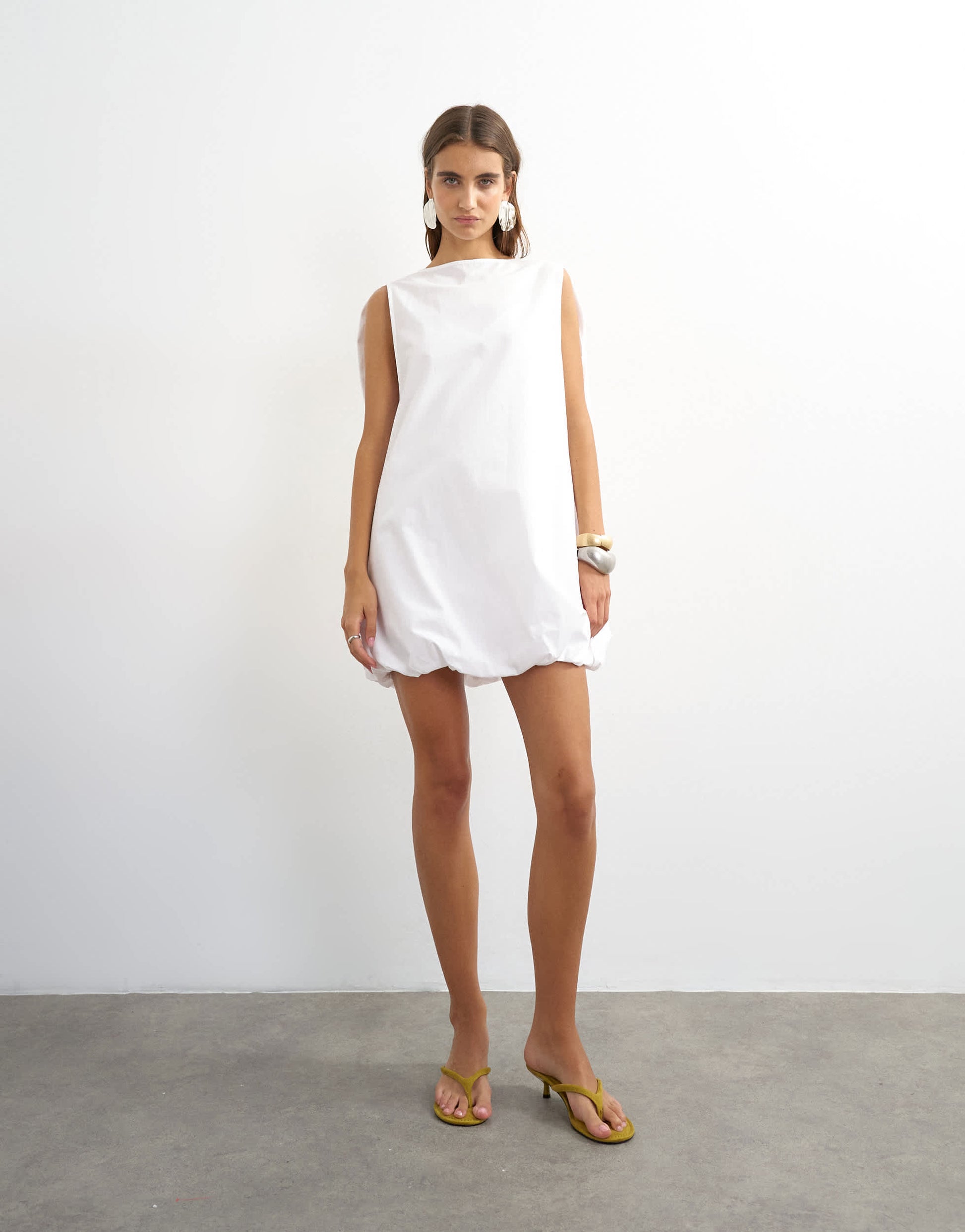 Topshop poplin bubble cape mini dress in white