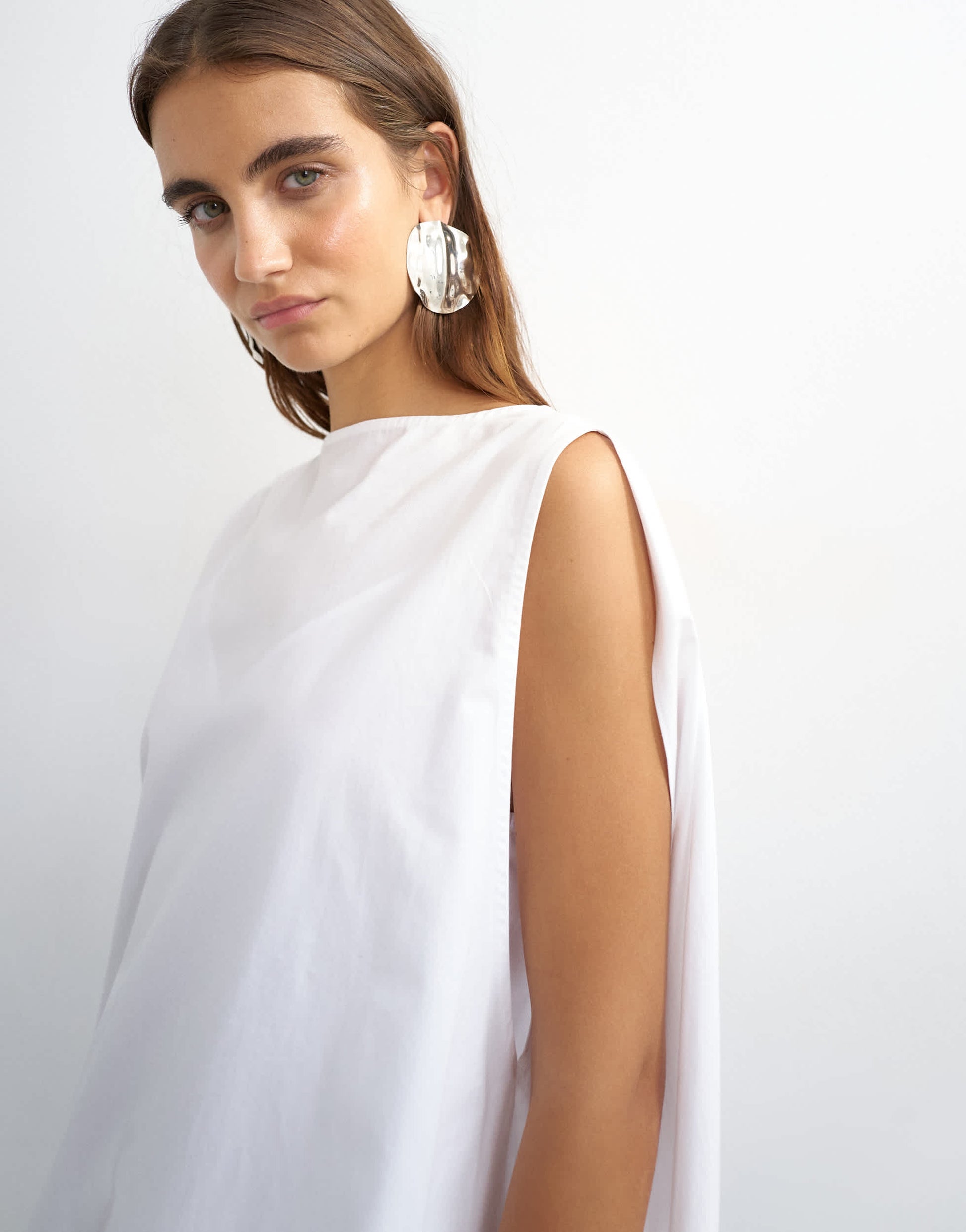 Topshop poplin bubble cape mini dress in white