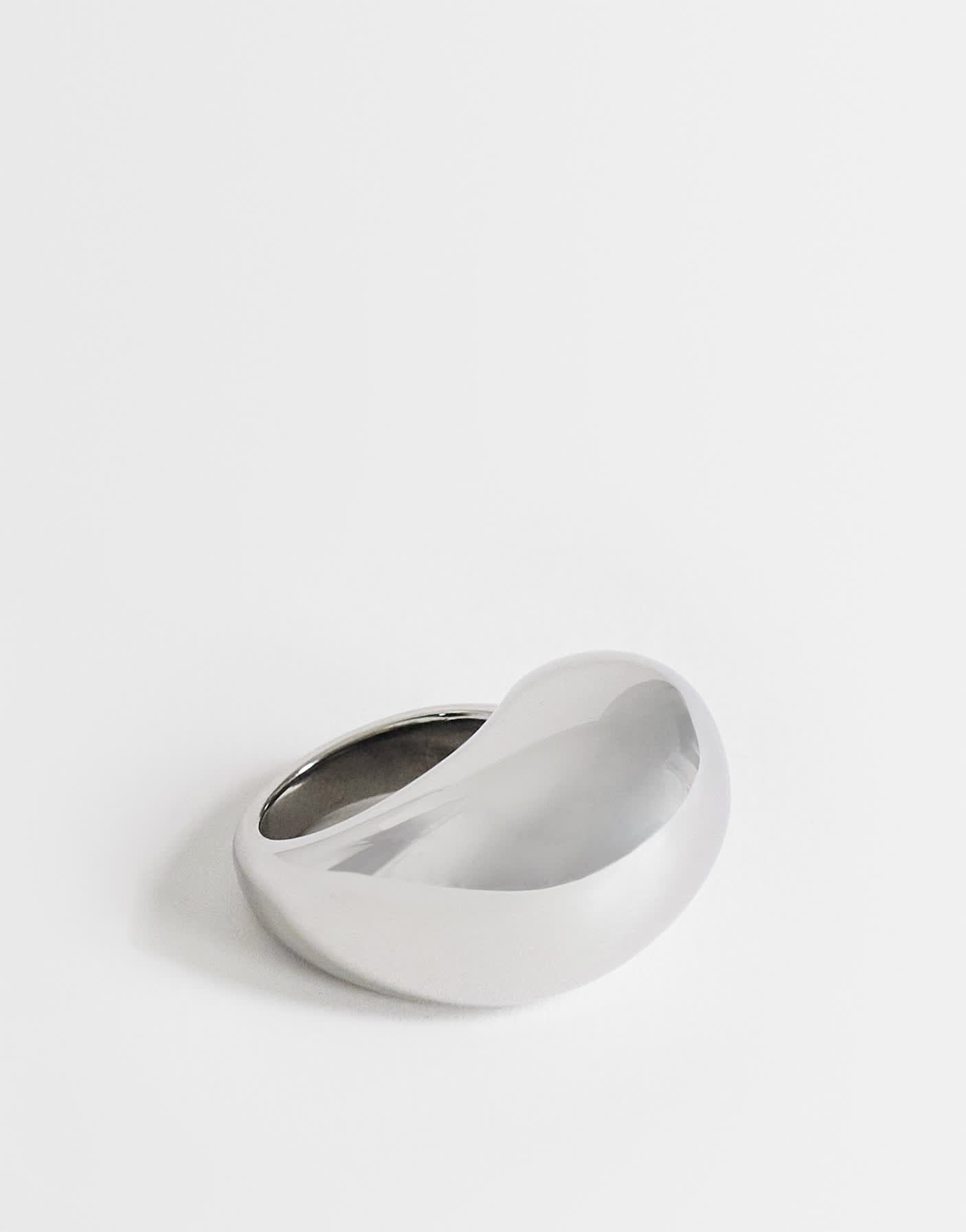 Topshop Roy waterproof stainless steel asymmetric ring in silver