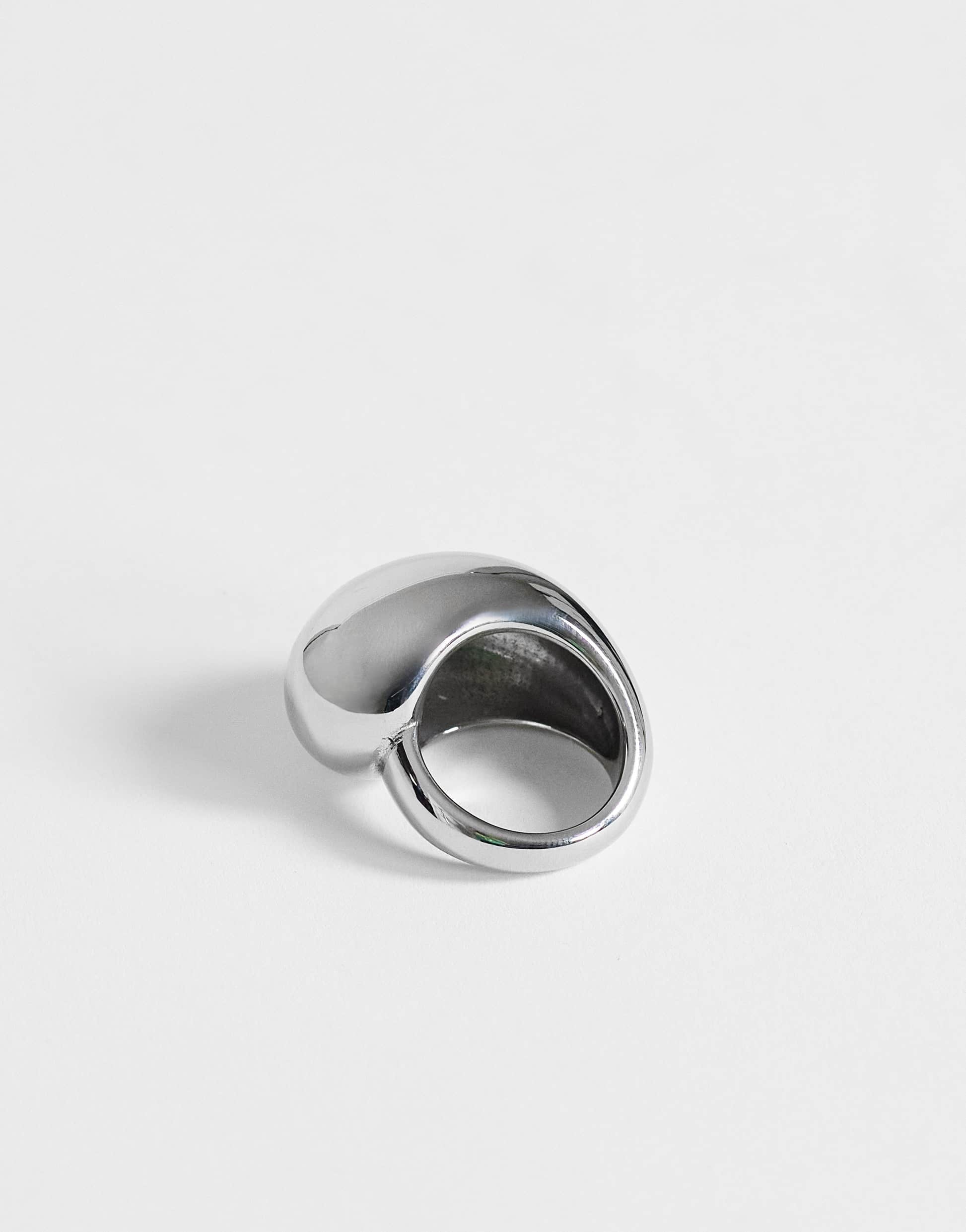 Topshop Roy waterproof stainless steel asymmetric ring in silver