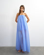 Topshop organza layered bandeau maxi dress in cornflower blue