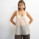 Topshop sleeveless organza scoop vest in oyster