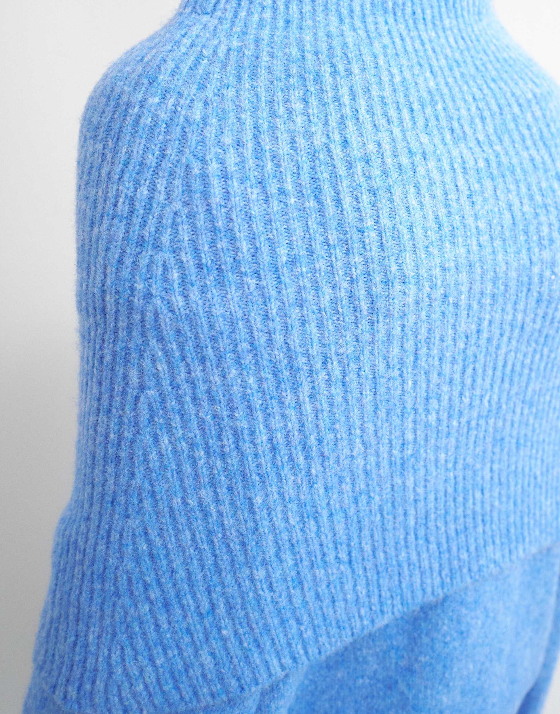 Topshop knitted deep fold bardot jumper in blue