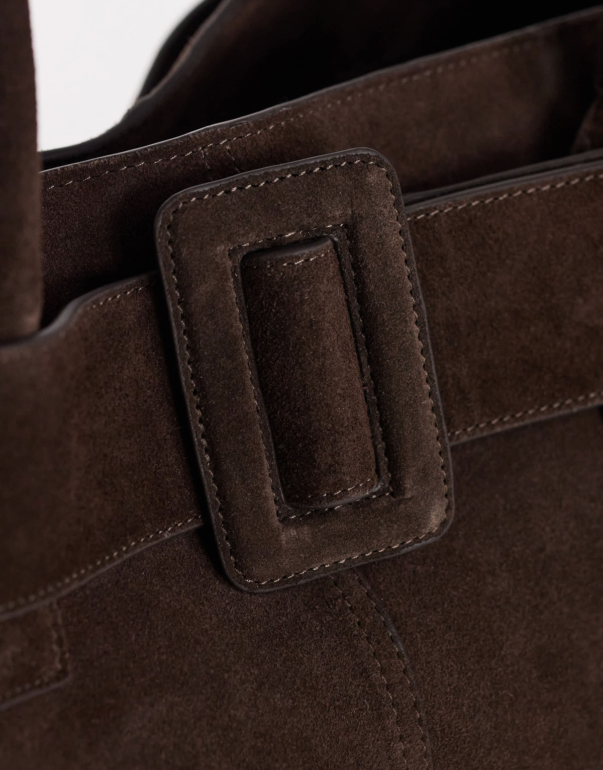 Topshop Tammy real suede belt detail tote bag in chocolate