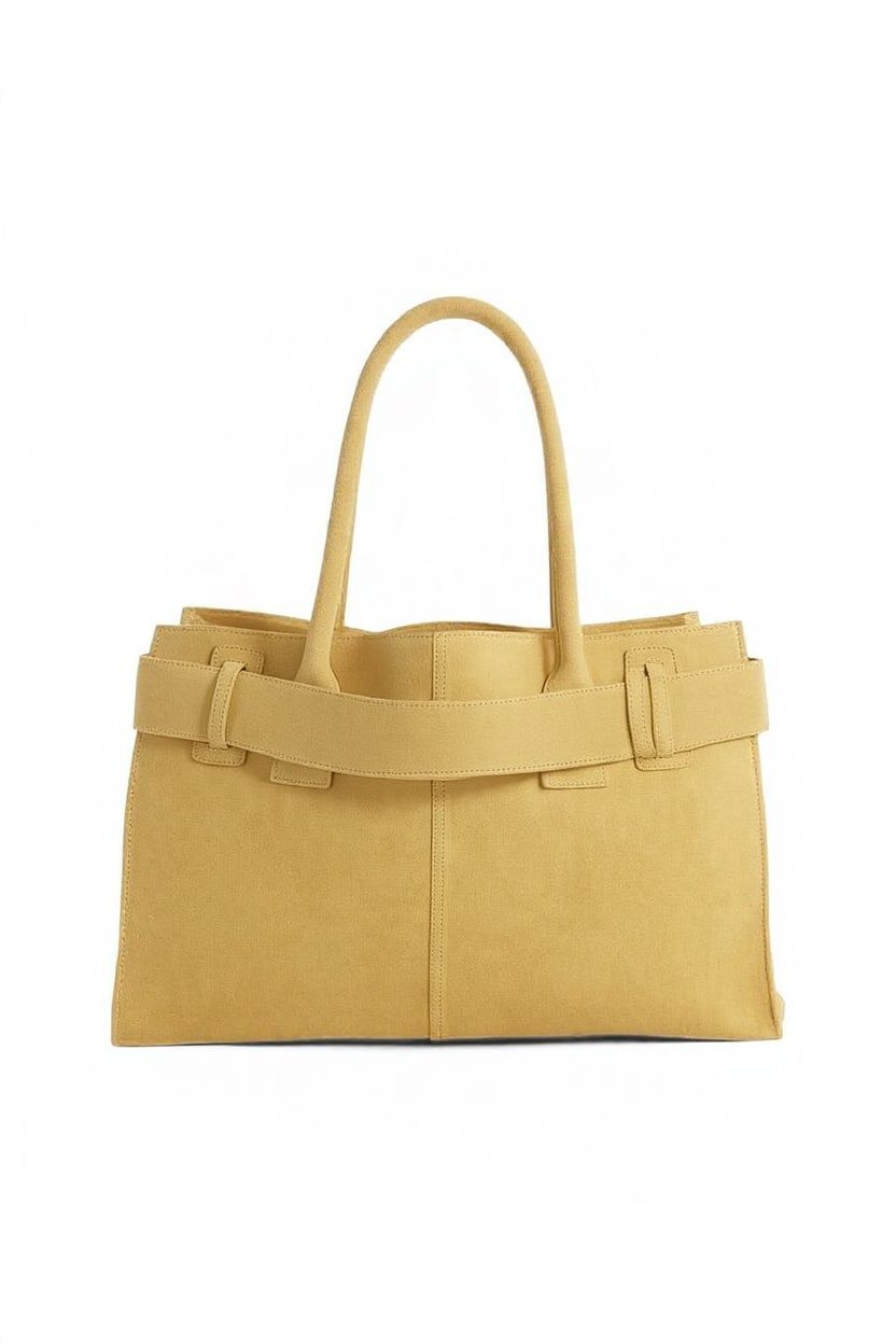 Topshop Tammy real suede belt detail tote bag in buttermilk
