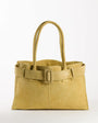 Topshop Tammy large real suede belt detail tote bag in buttermilk
