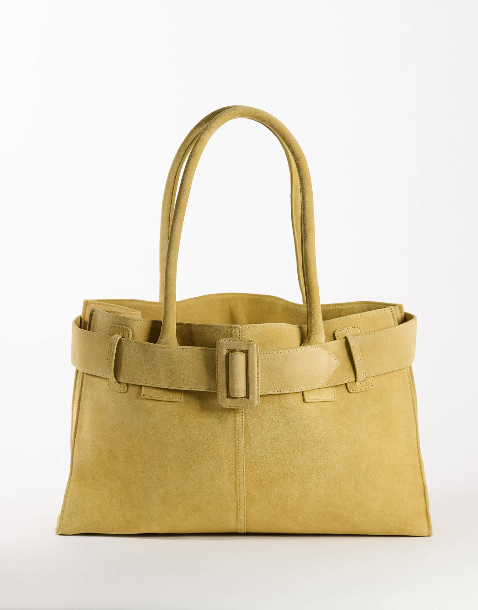 Topshop Tammy real suede belt detail tote bag in buttermilk
