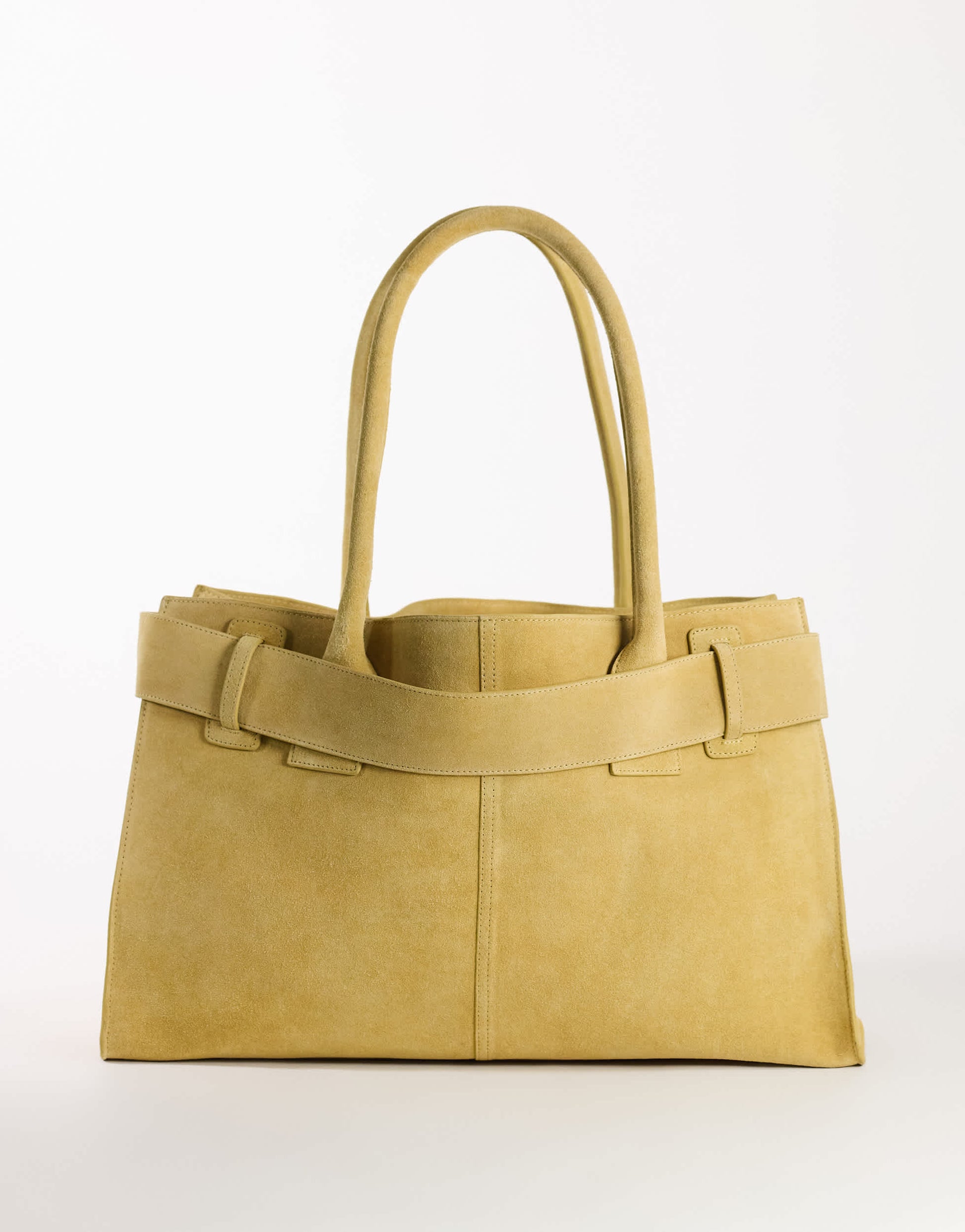 Topshop Tammy real suede belt detail tote bag in buttermilk