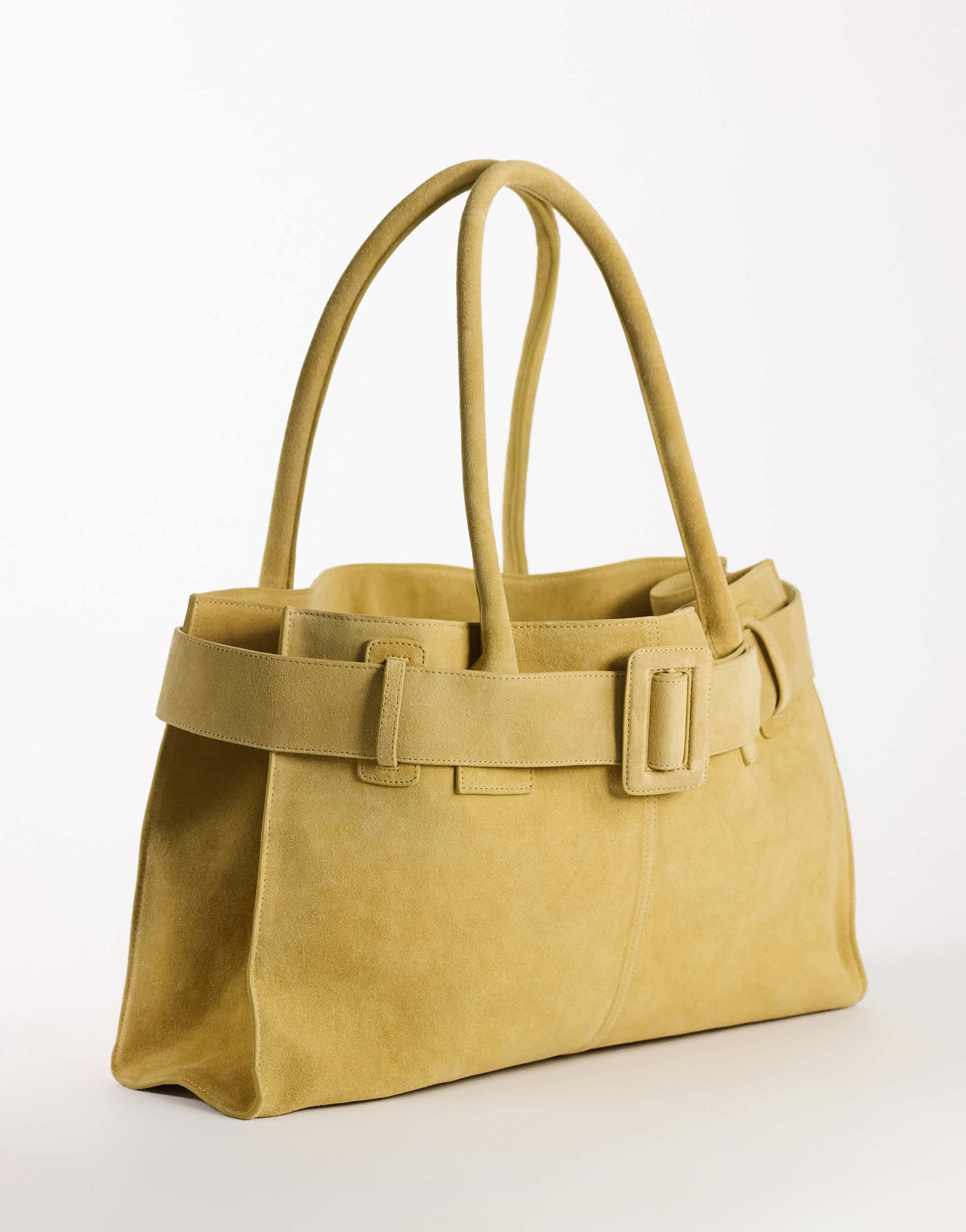 Topshop Tammy real suede belt detail tote bag in buttermilk