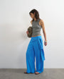Topshop plisse wrap scarf detail trousers in blue