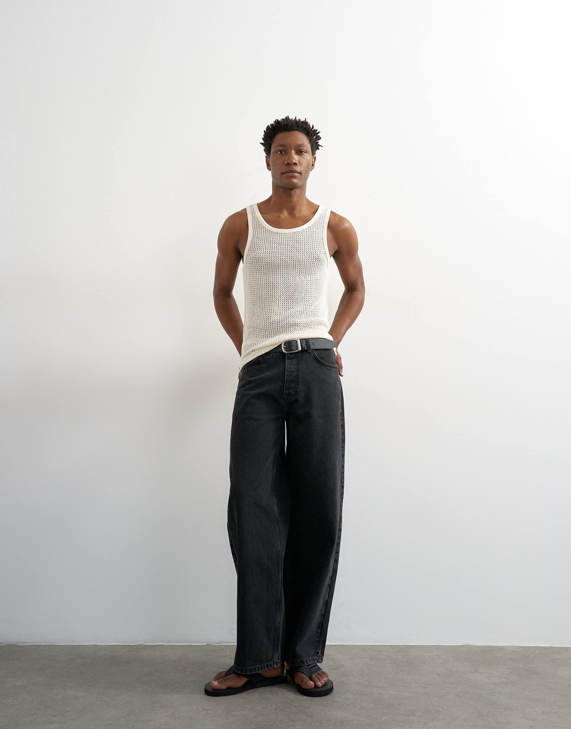 Topman classic fit crochet vest in ecru
