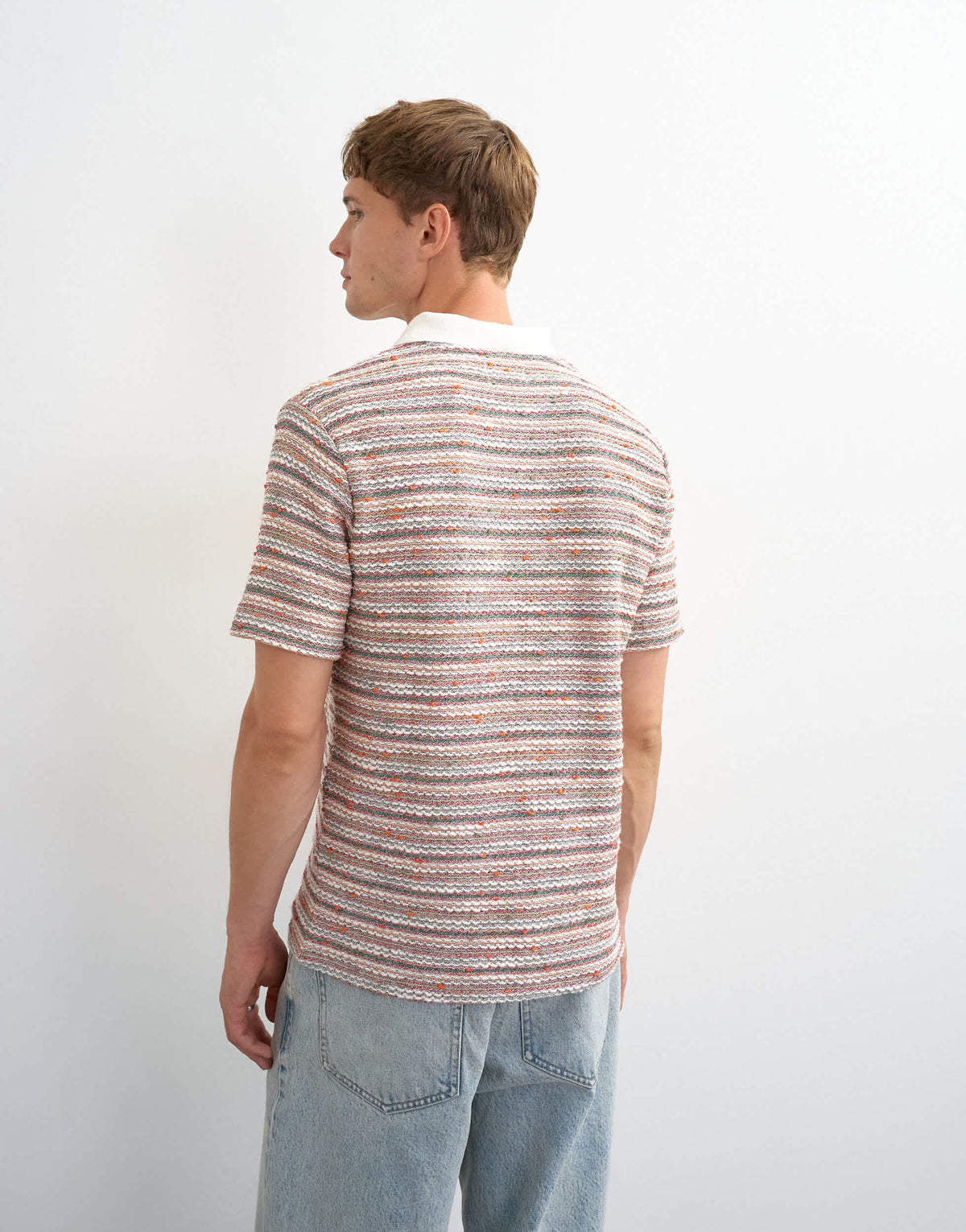 Topman classic fit textured space dye striped polo in multi