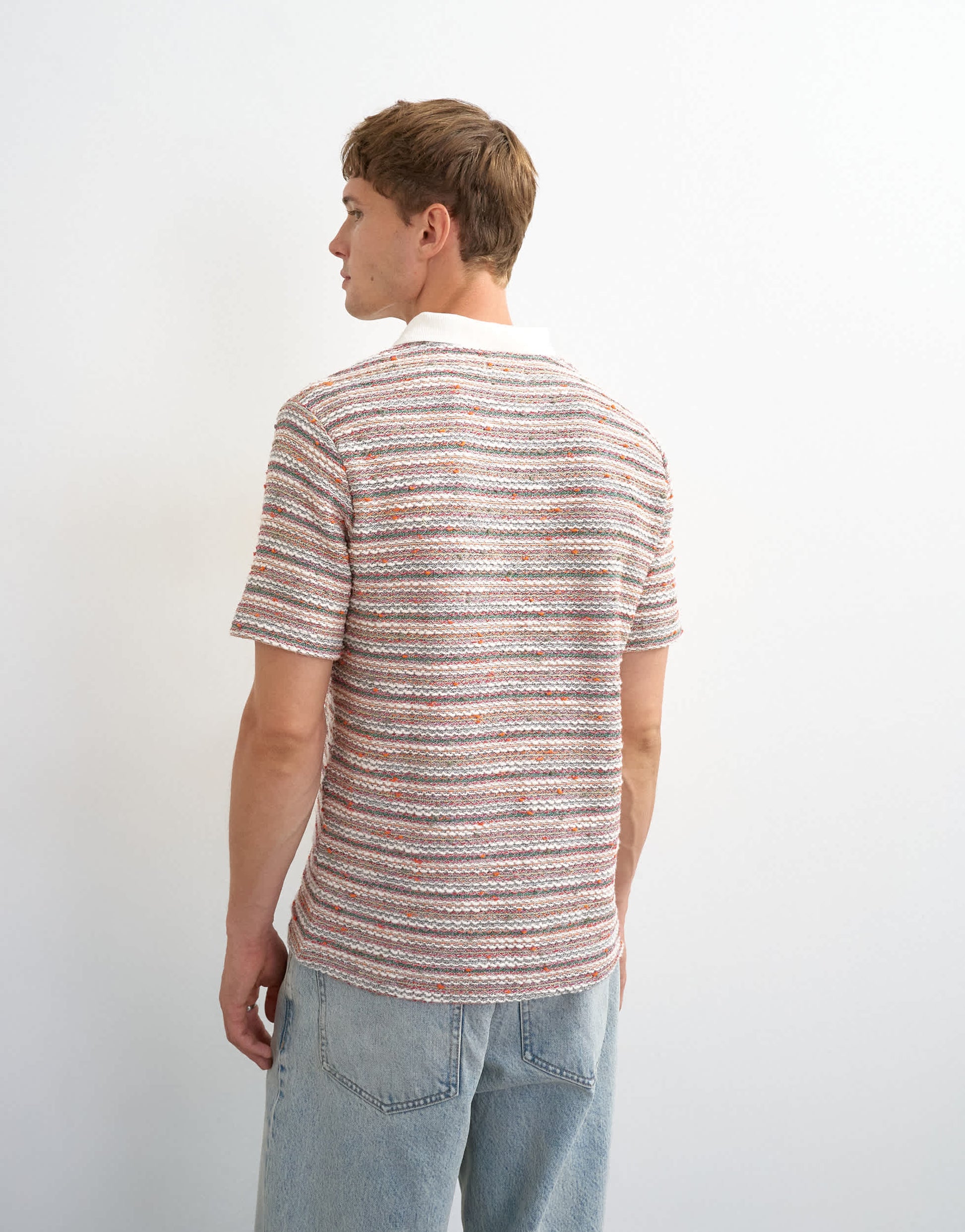 Topman classic fit textured space dye striped polo in multi