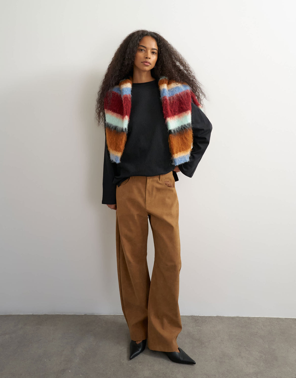 Topshop faux suede barrel leg trouser in tan