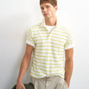 Topman Poloshirt im klassischen Schnitt mit gehäkelten Streifen in Ecru