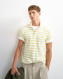 Topman classic fit crochet striped polo in ecru