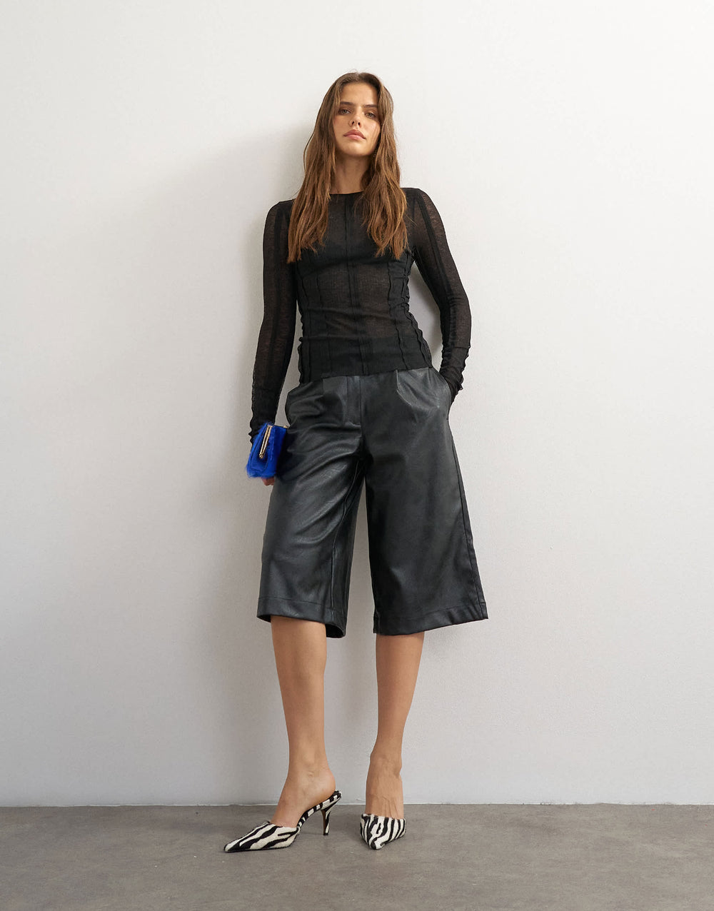 Bermudashorts aus Kunstleder von Topshop in Schwarz
