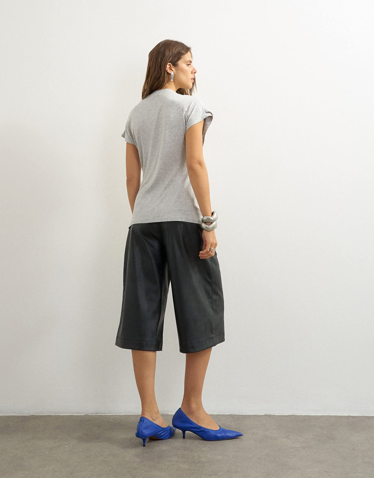 Topshop faux leather bermuda shorts in black
