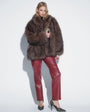 Topshop faux leather straight leg trousers in cherry