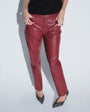 Topshop faux leather straight leg trousers in cherry