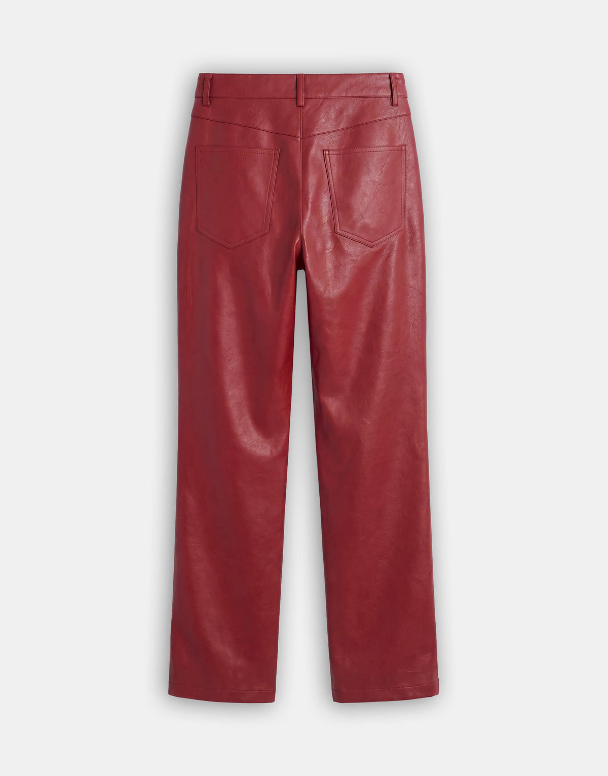 Topshop faux leather straight leg trousers in cherry