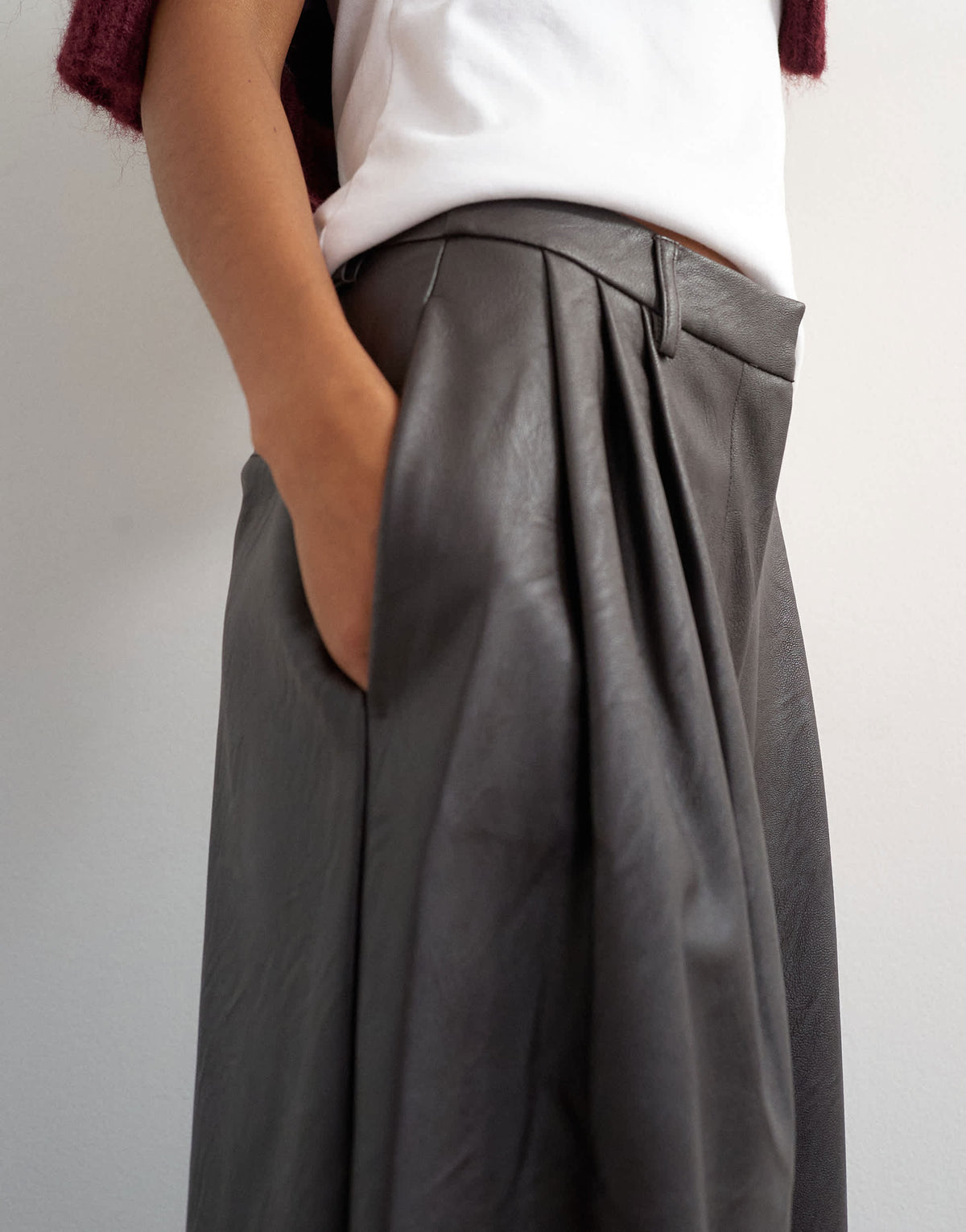 Topshop faux leather pleated in espresso