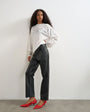Topshop faux leather straight leg trousers in black