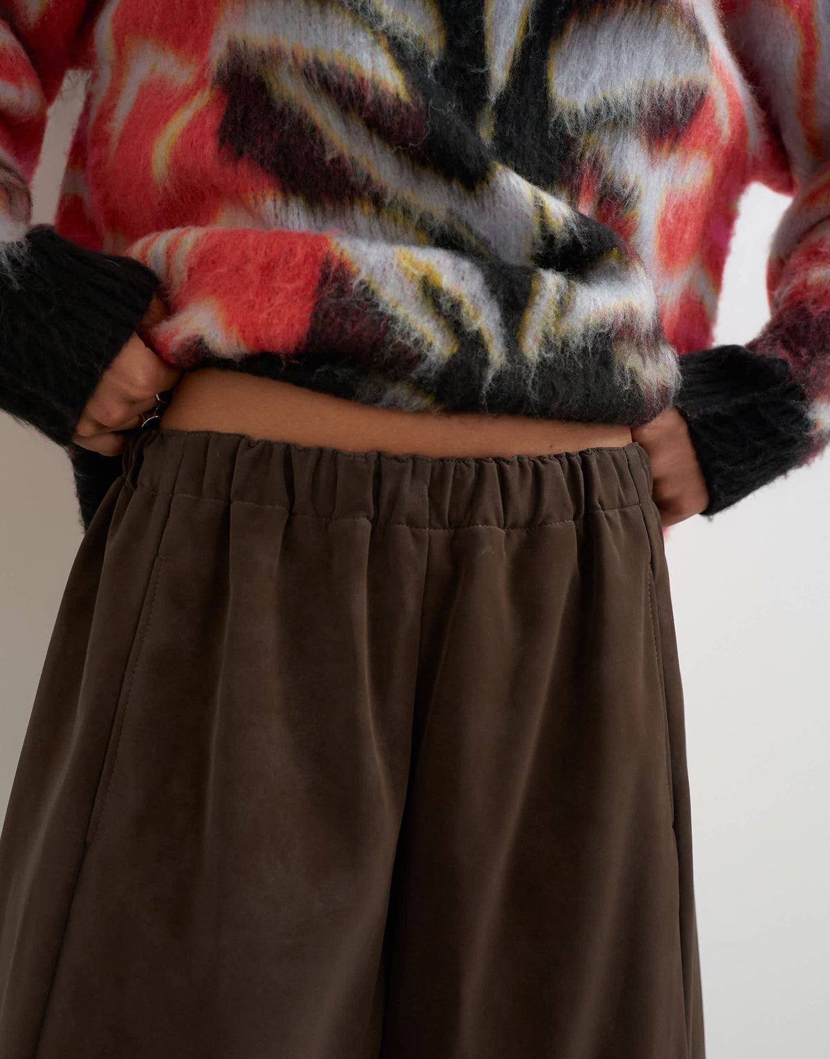 Topshop faux leather horseshoe trousers in brown