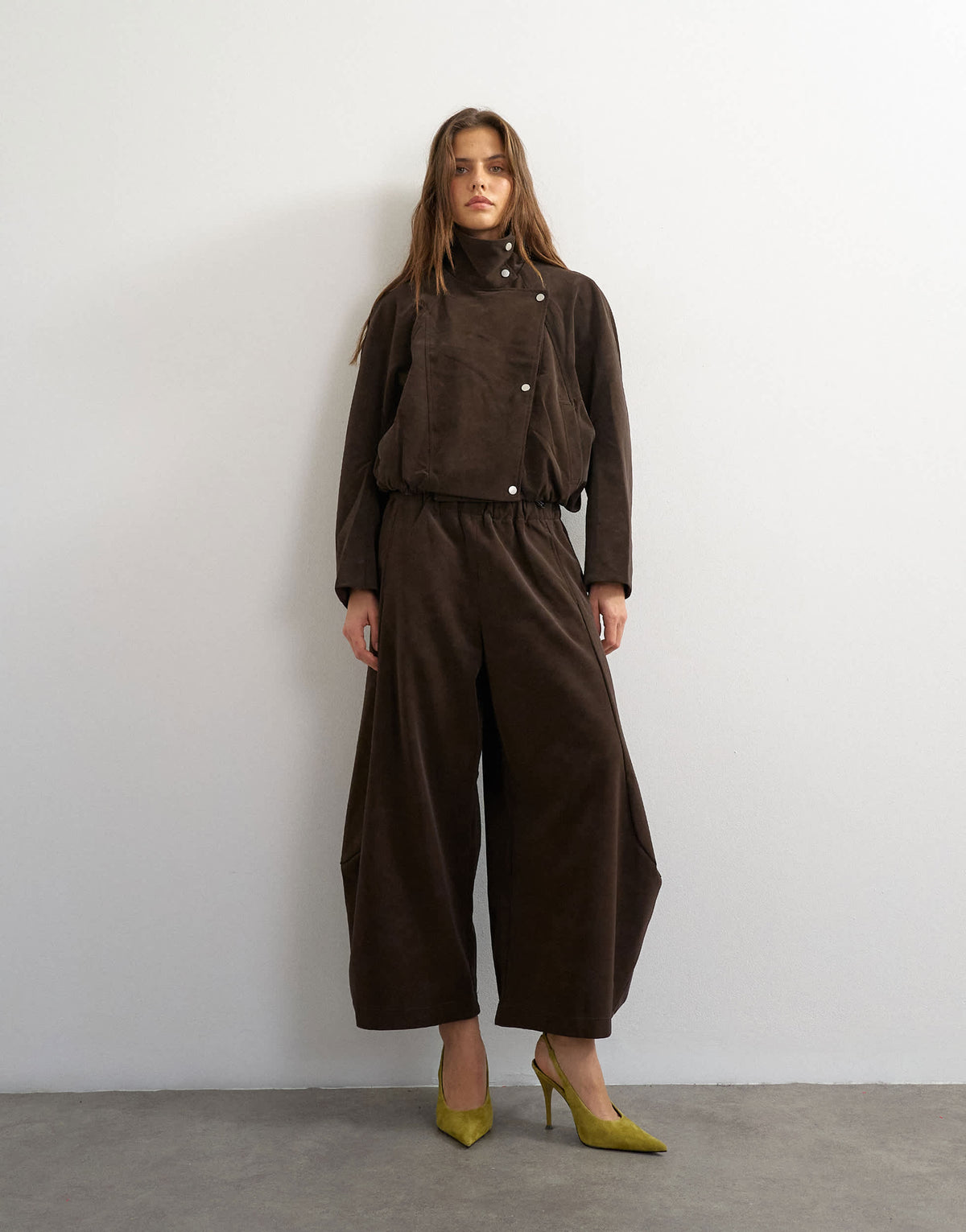 Topshop faux leather horseshoe trousers in brown