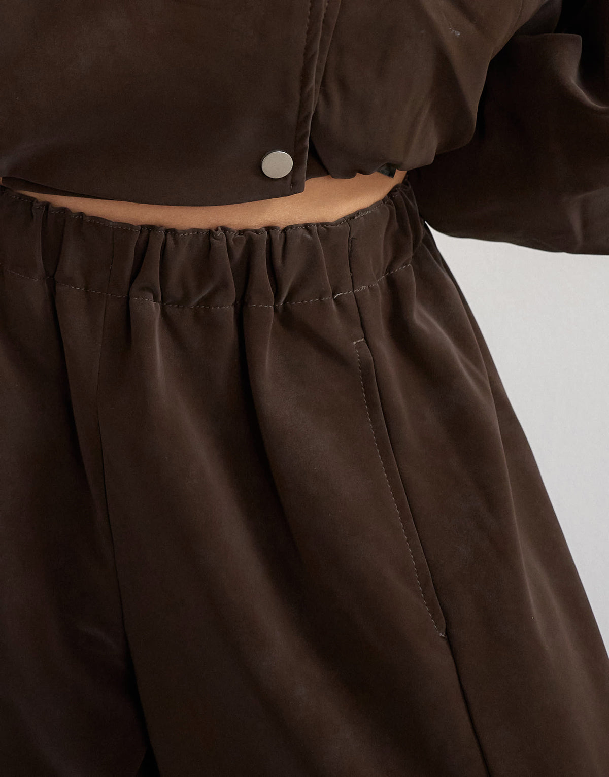 Topshop faux leather horseshoe trousers in brown