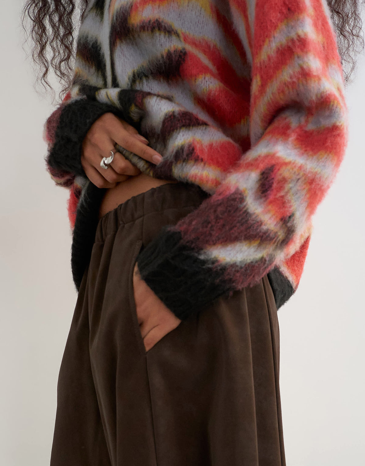 Topshop faux leather horseshoe trousers in brown