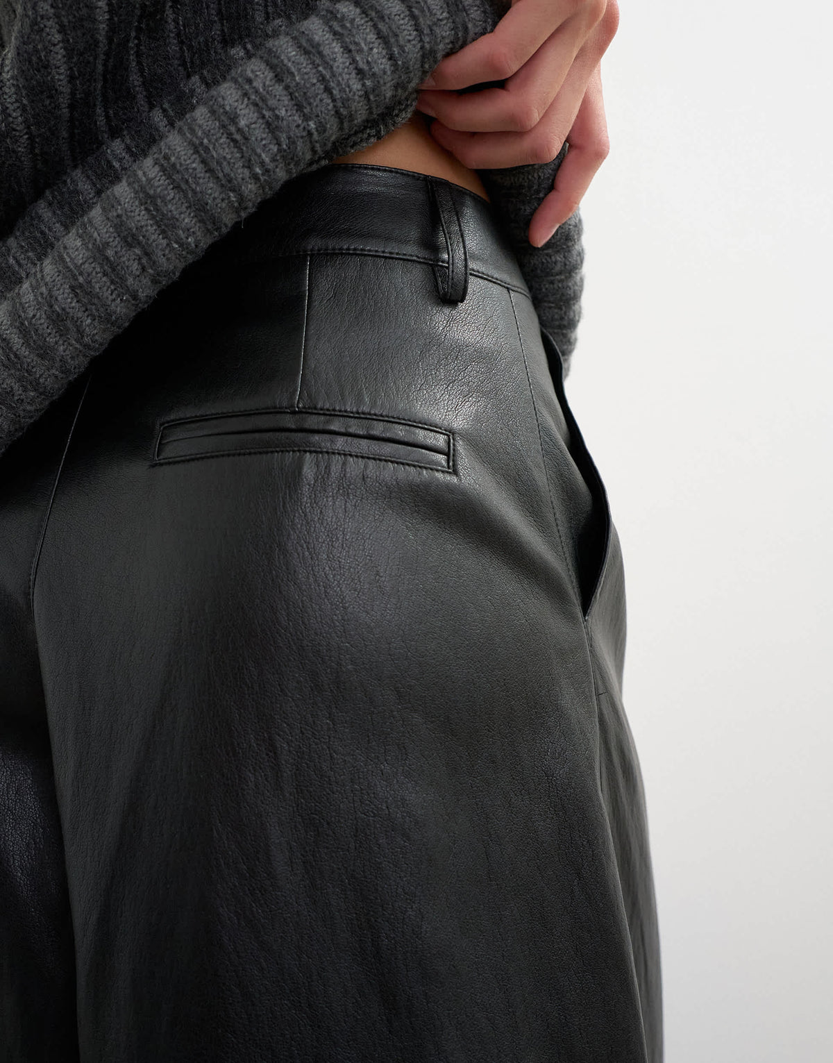 Topshop faux leather a line culotte trousers in black