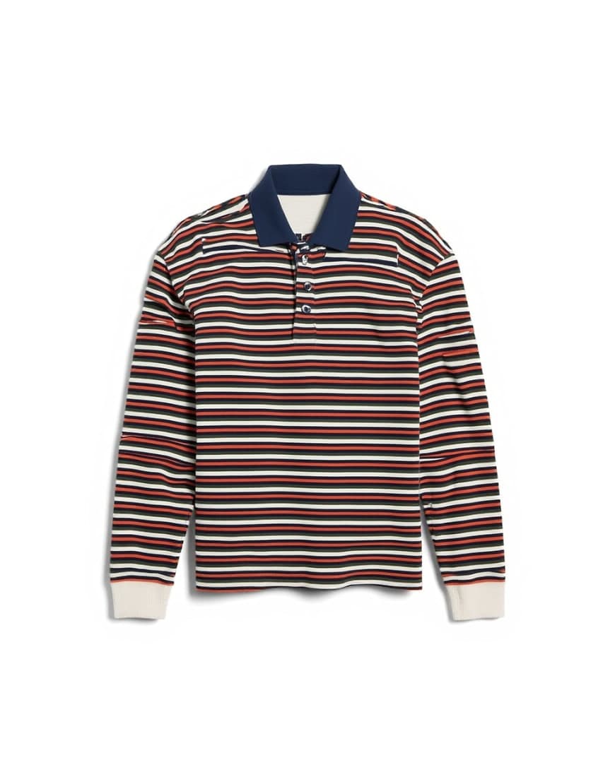 Topman relaxed fit crop velour stripe polo in navy