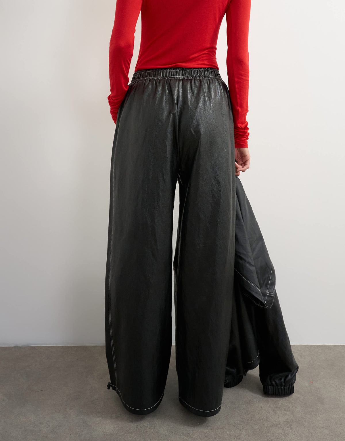 Topshop co ord faux leather contrast stitch jogger&nbsp;in black