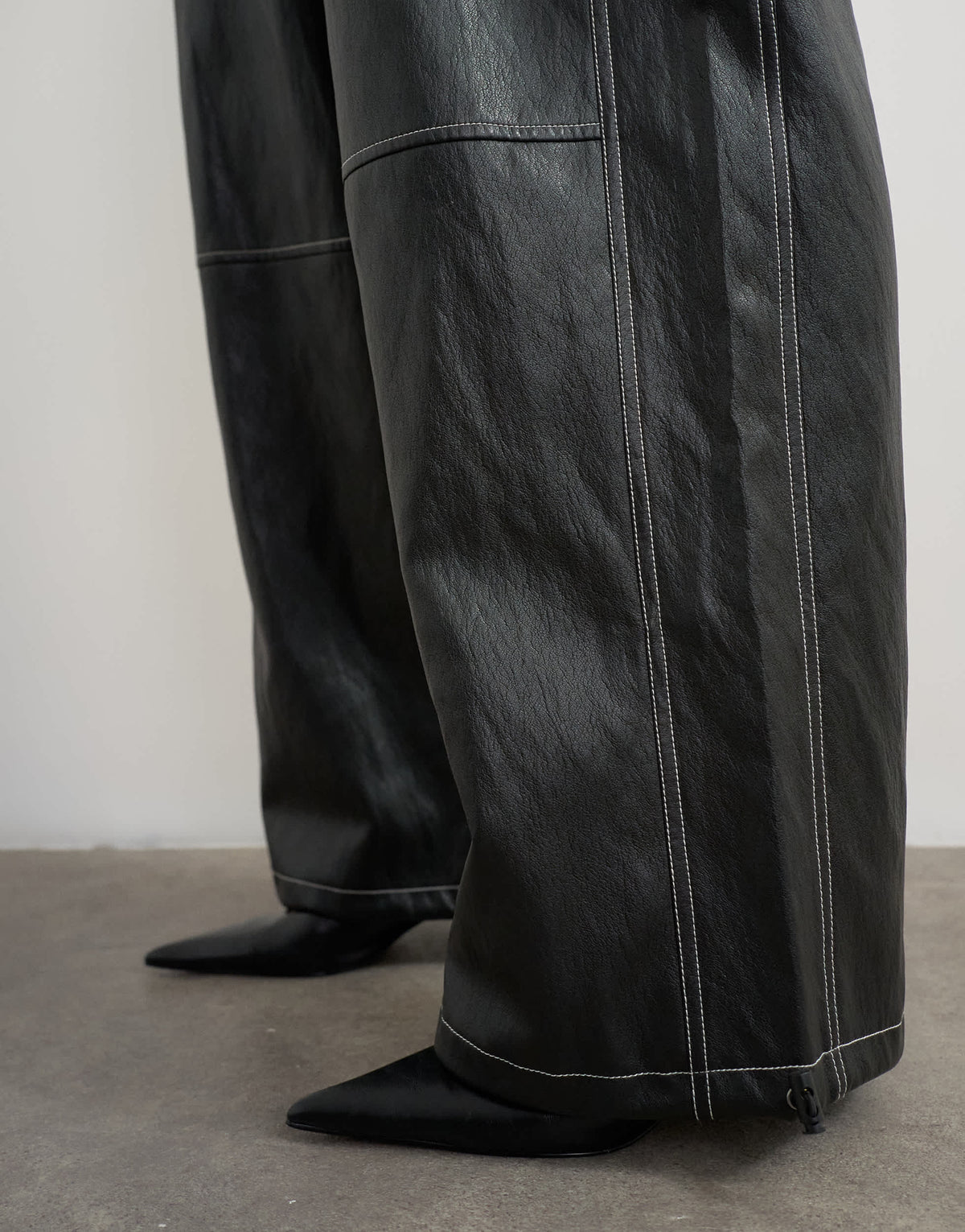 Topshop co ord faux leather contrast stitch jogger&nbsp;in black