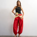 Topshop poplin balloon trouser in red