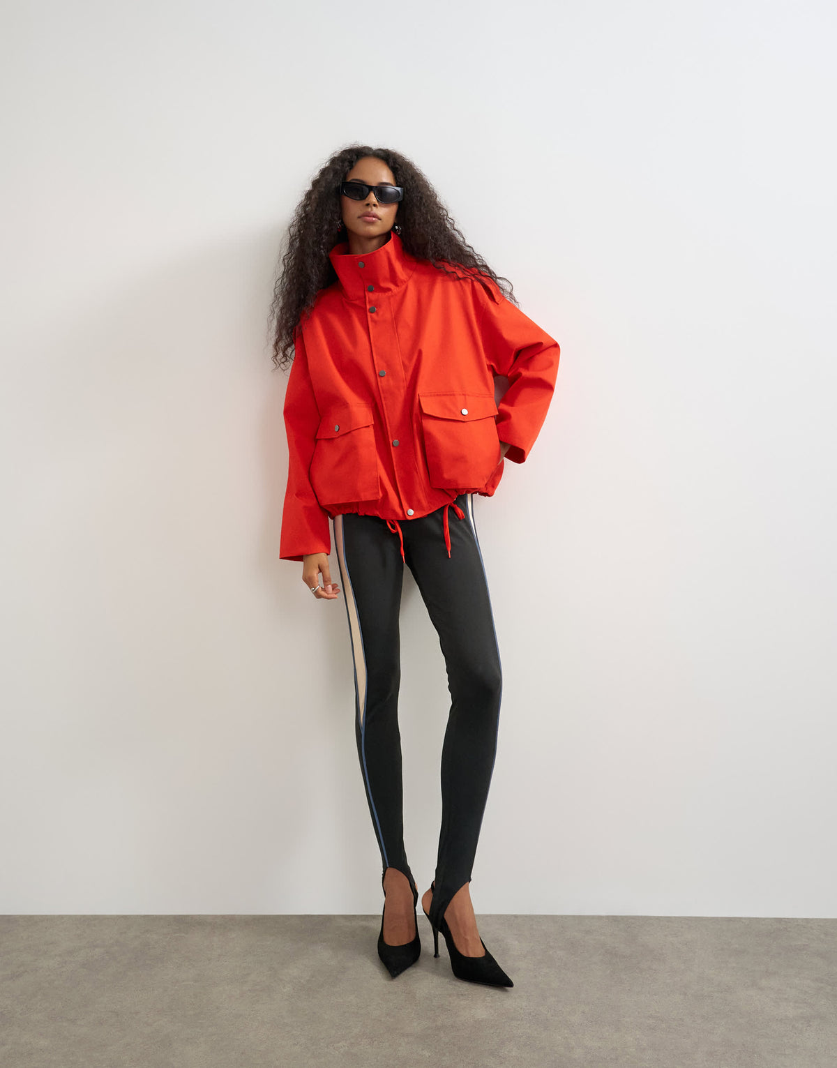 Topshop bubble hem trench in red