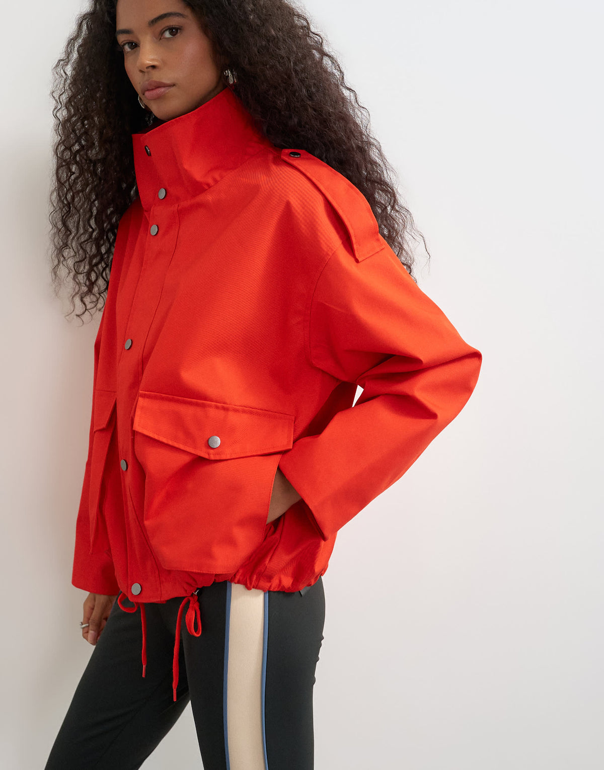 Topshop bubble hem trench in red
