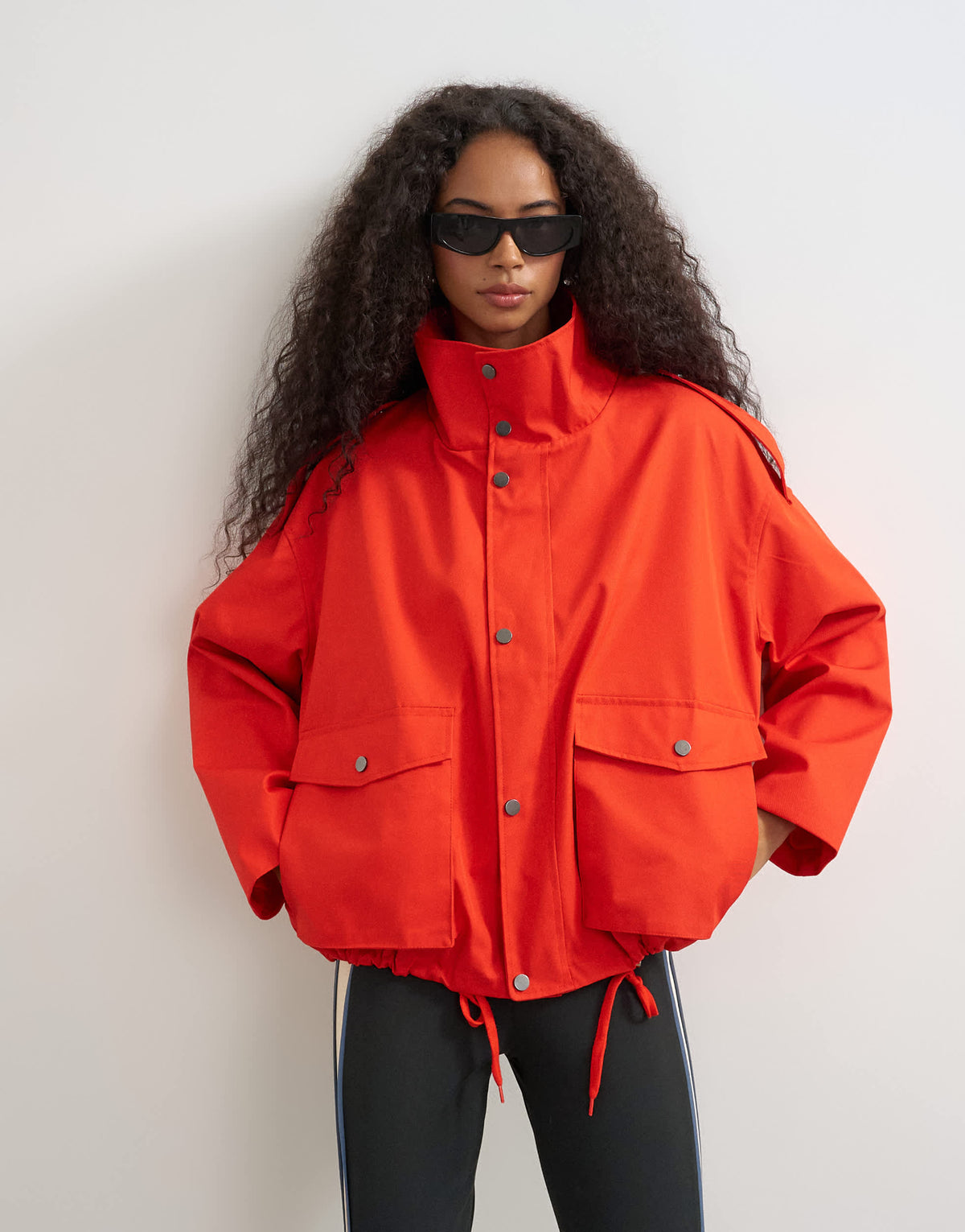 Topshop bubble hem trench in red