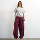 Topshop poplin balloon trouser in fig