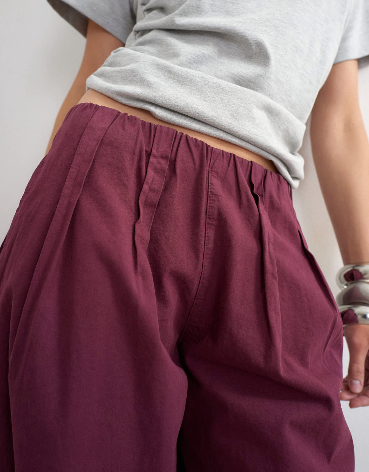 Topshop poplin balloon trouser in fig