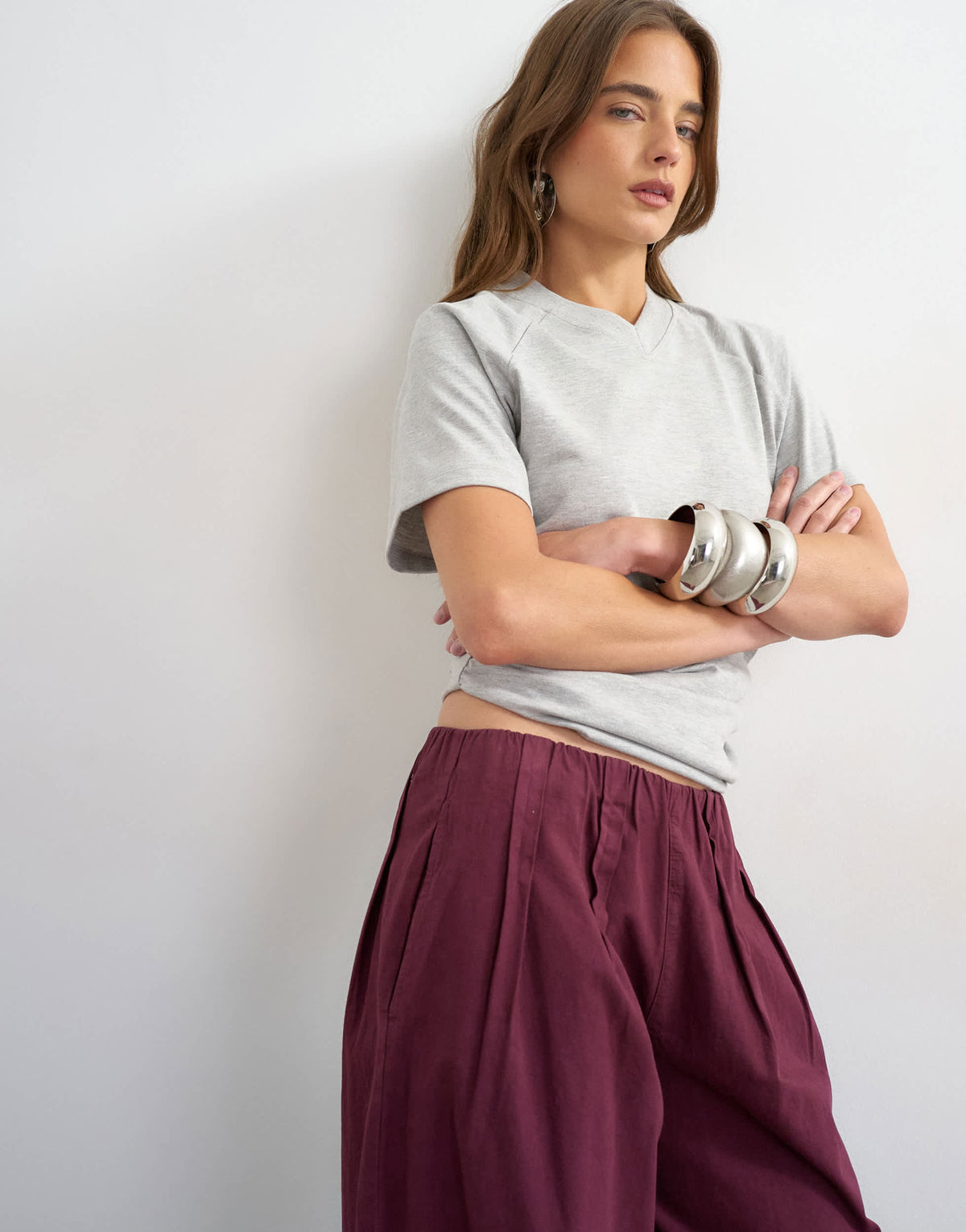Topshop poplin balloon trouser in fig