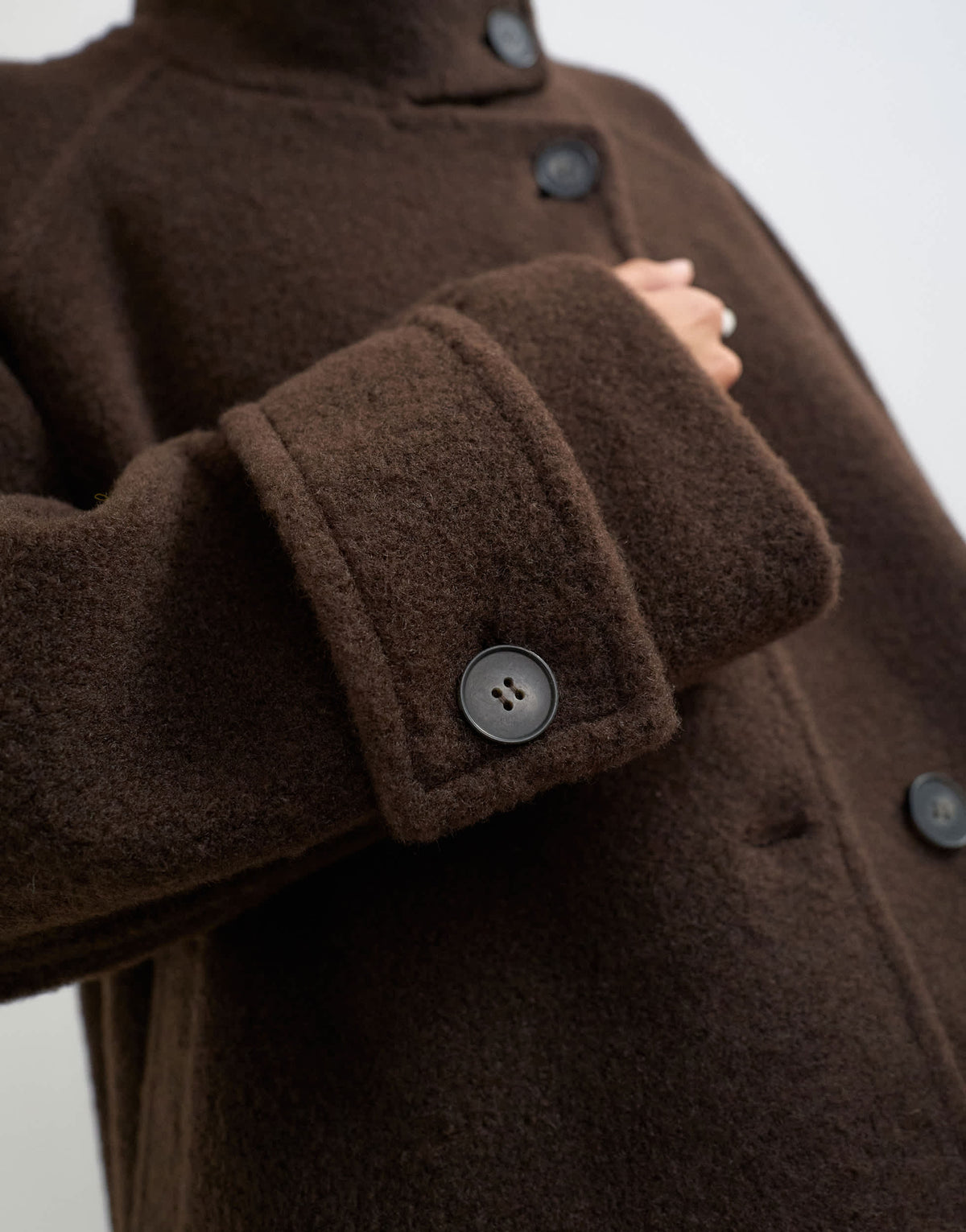 Topshop formal funnel neck longline coat in charcoal